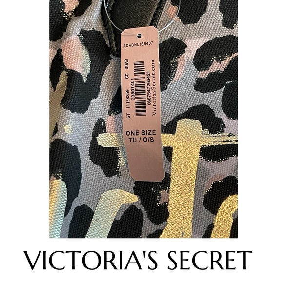 Victoria's Secret AUTHENTIC Leopard Print Tote with Gold Foil NWT - Picture 10 of 16